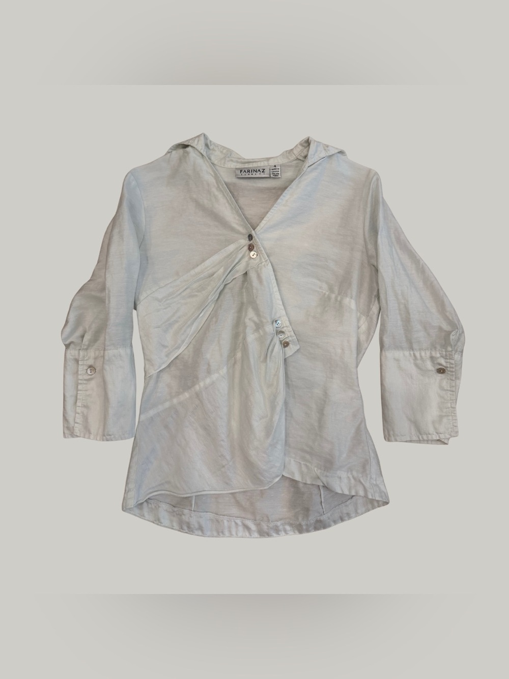 EUC Farinaz Taghavi Abalone Shell Button Up Top
